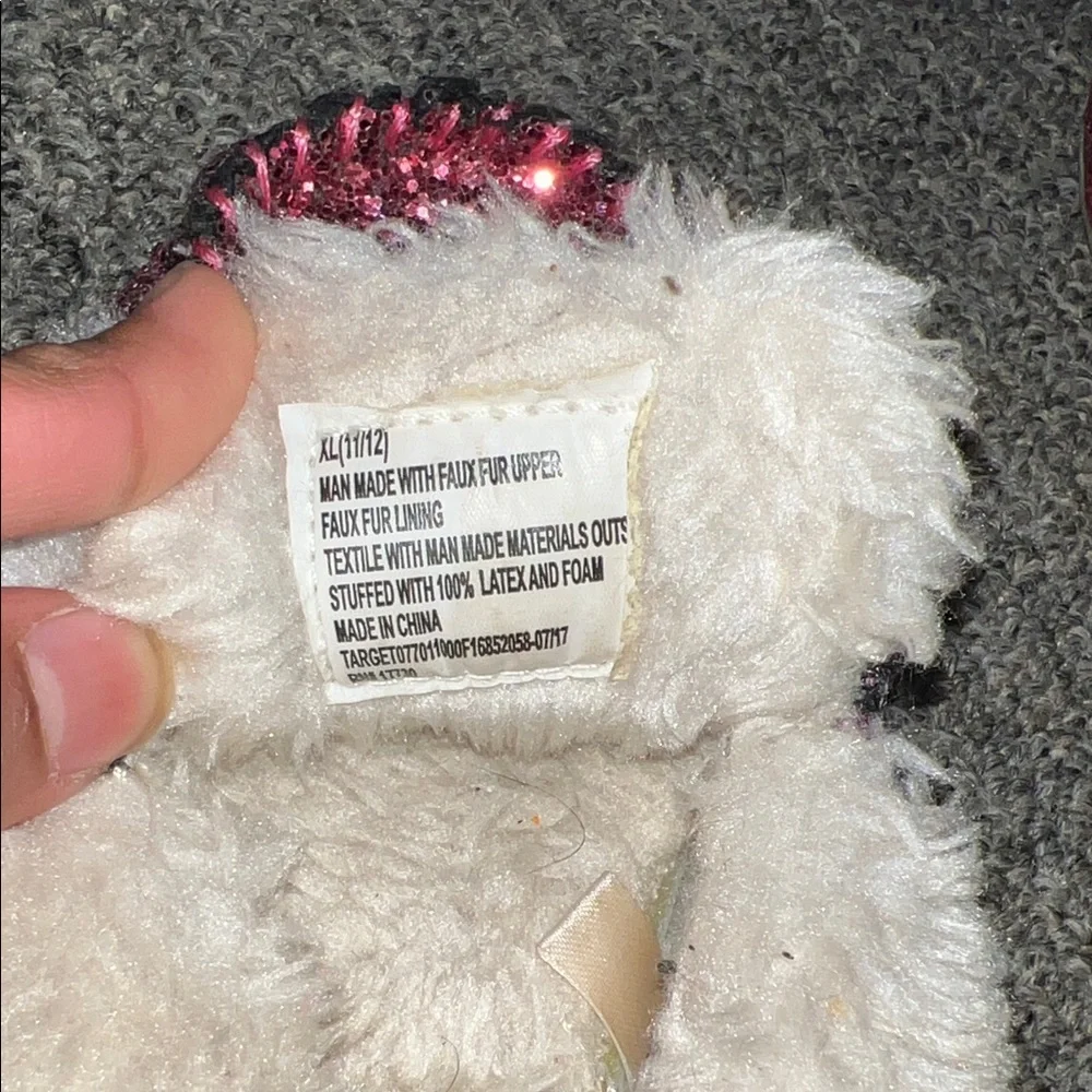 Pink Glitter Moccasin Slippers with Faux Fur Lining